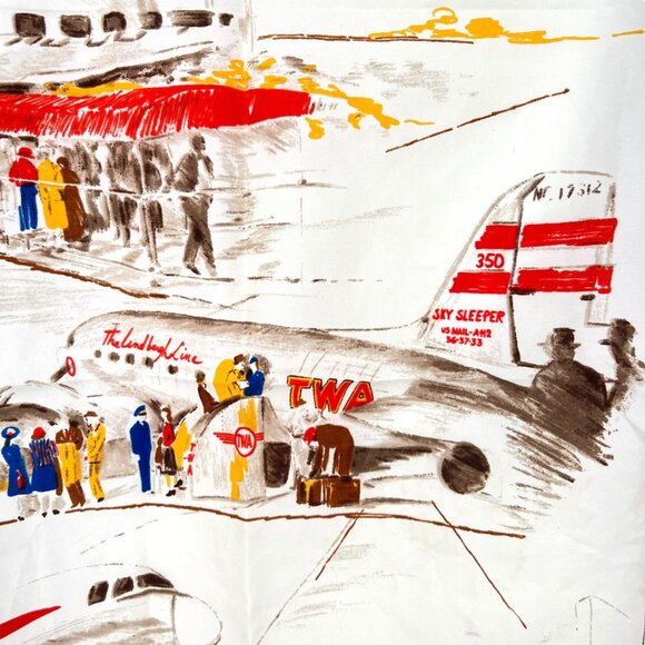 TWA Vintage "Up Up And Away" Scarf Trans World Stewardess Employee Uniform - Picture 4 of 16